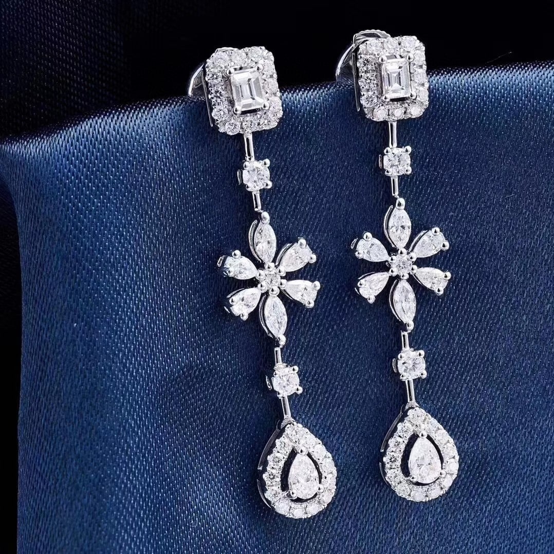 14k Gold 1.36 Ct Natural H Diamond Earrings - 2
