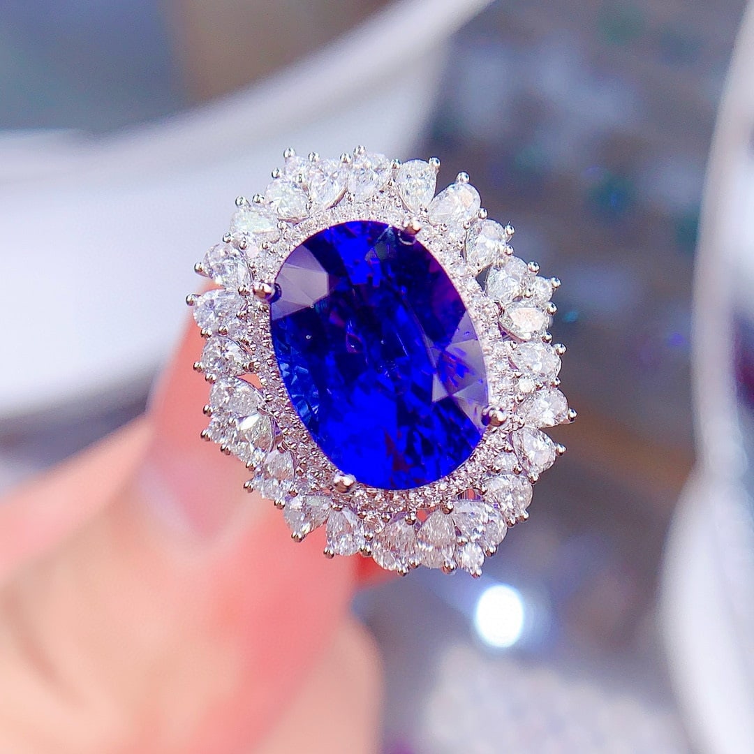 14k Gold 8.15 Ctw Natural Tanzanite & Diamond Ring/pendant( Without Chain ) - 2