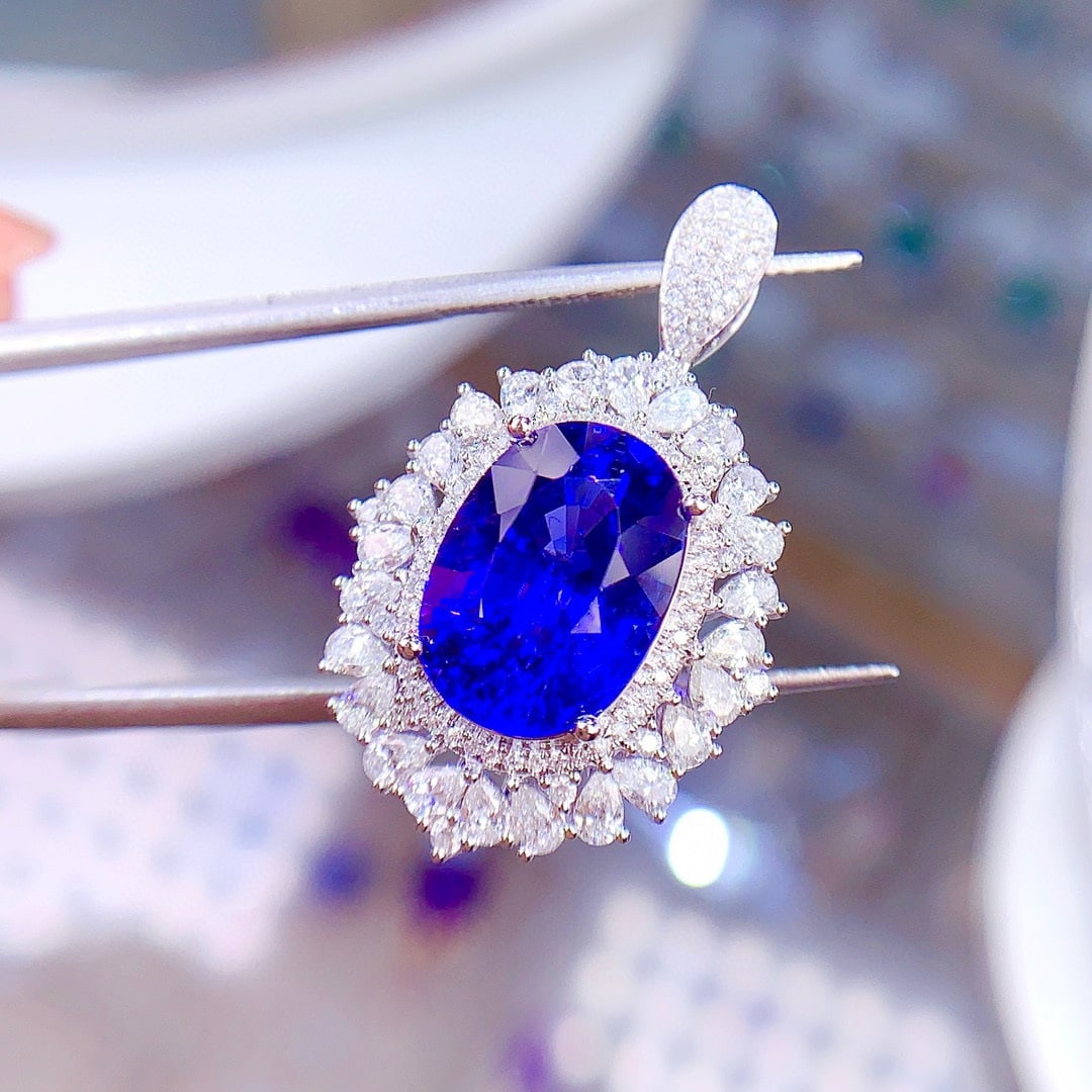 14k Gold 8.15 Ctw Natural Tanzanite & Diamond Ring/pendant( Without Chain ) - 4