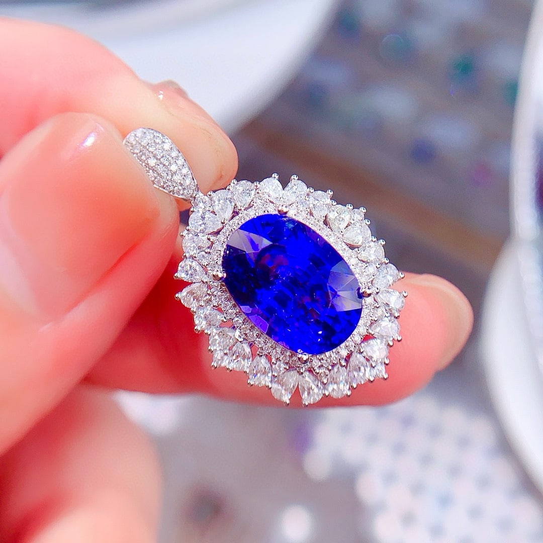 14k Gold 8.15 Ctw Natural Tanzanite & Diamond Ring/pendant( Without Chain ) - 5