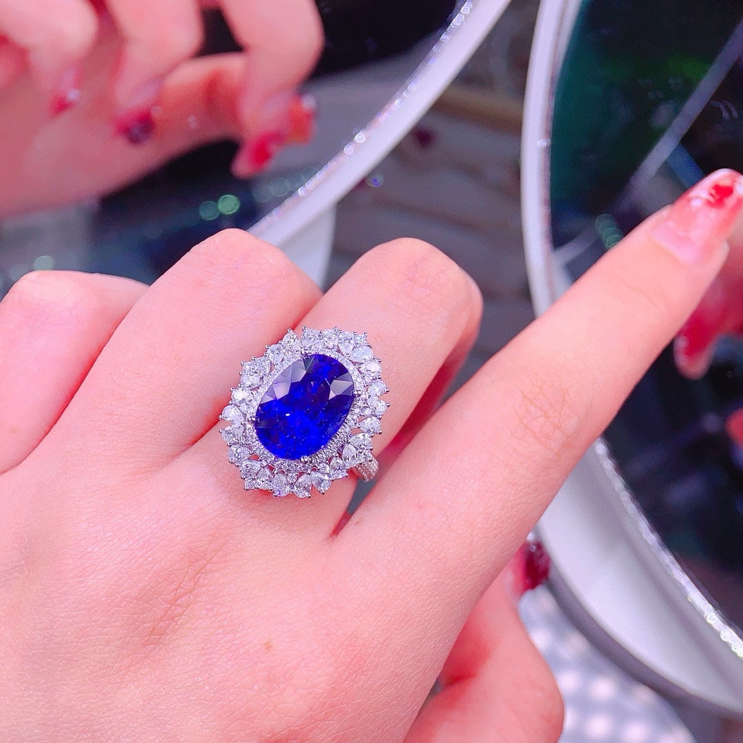 14k Gold 8.15 Ctw Natural Tanzanite & Diamond Ring/pendant( Without Chain ) - 7