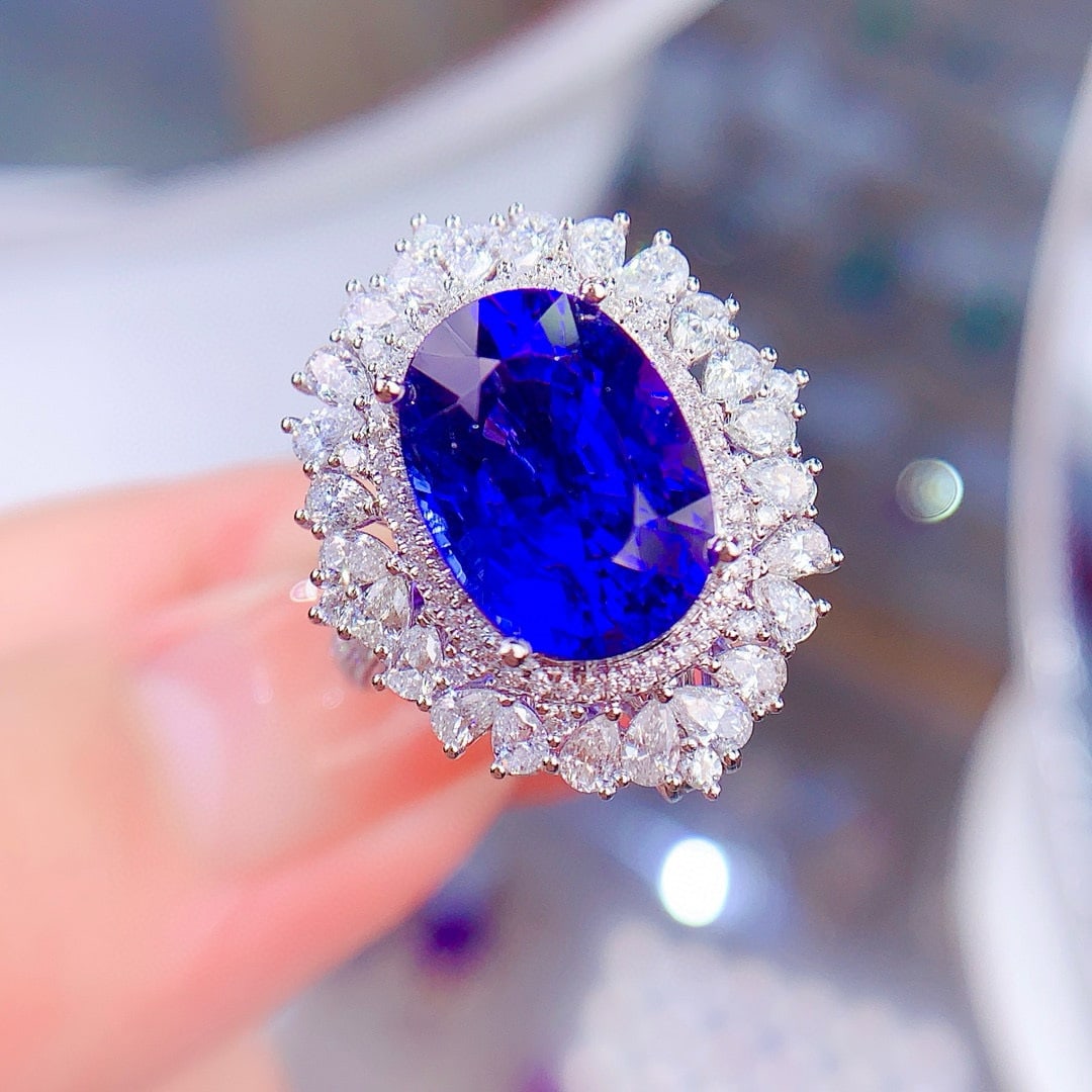 14k Gold 8.15 Ctw Natural Tanzanite & Diamond Ring/pendant( Without Chain ) - 8