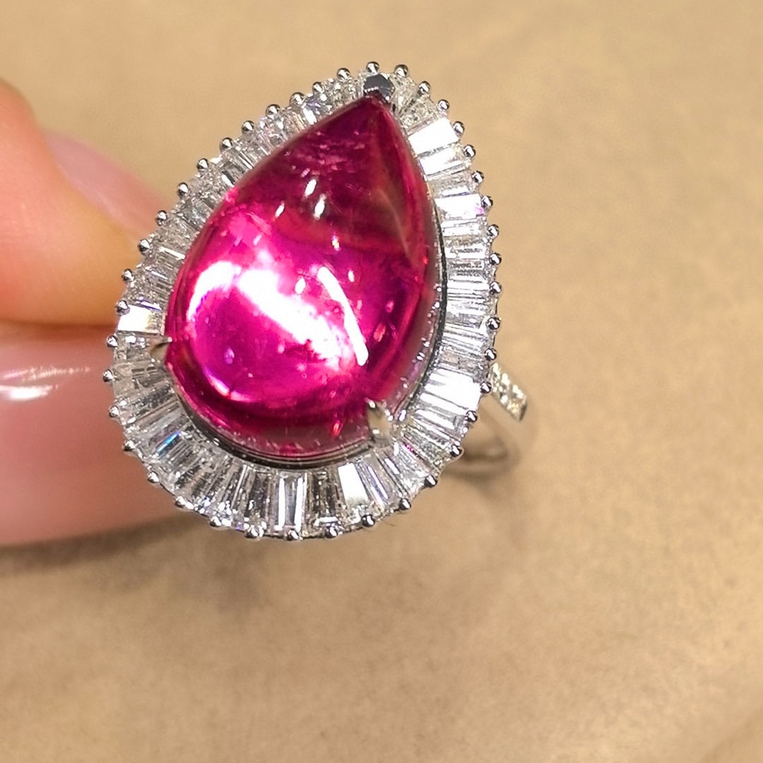 14k Gold 9.64 Ctw Natural Tourmaline & Diamond Ring/pendant( Without Chain ) - 2