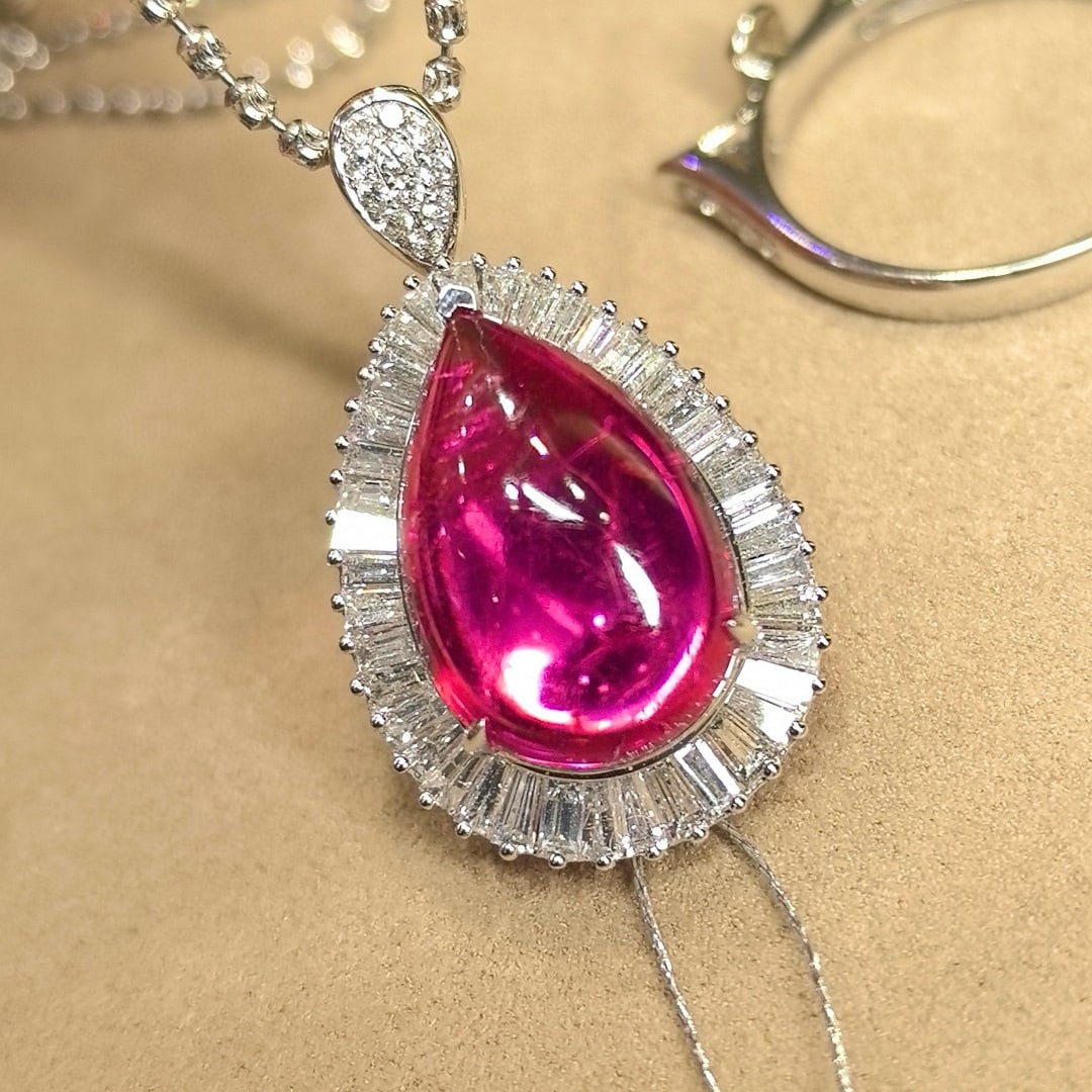 14k Gold 9.64 Ctw Natural Tourmaline & Diamond Ring/pendant( Without Chain ) - 5