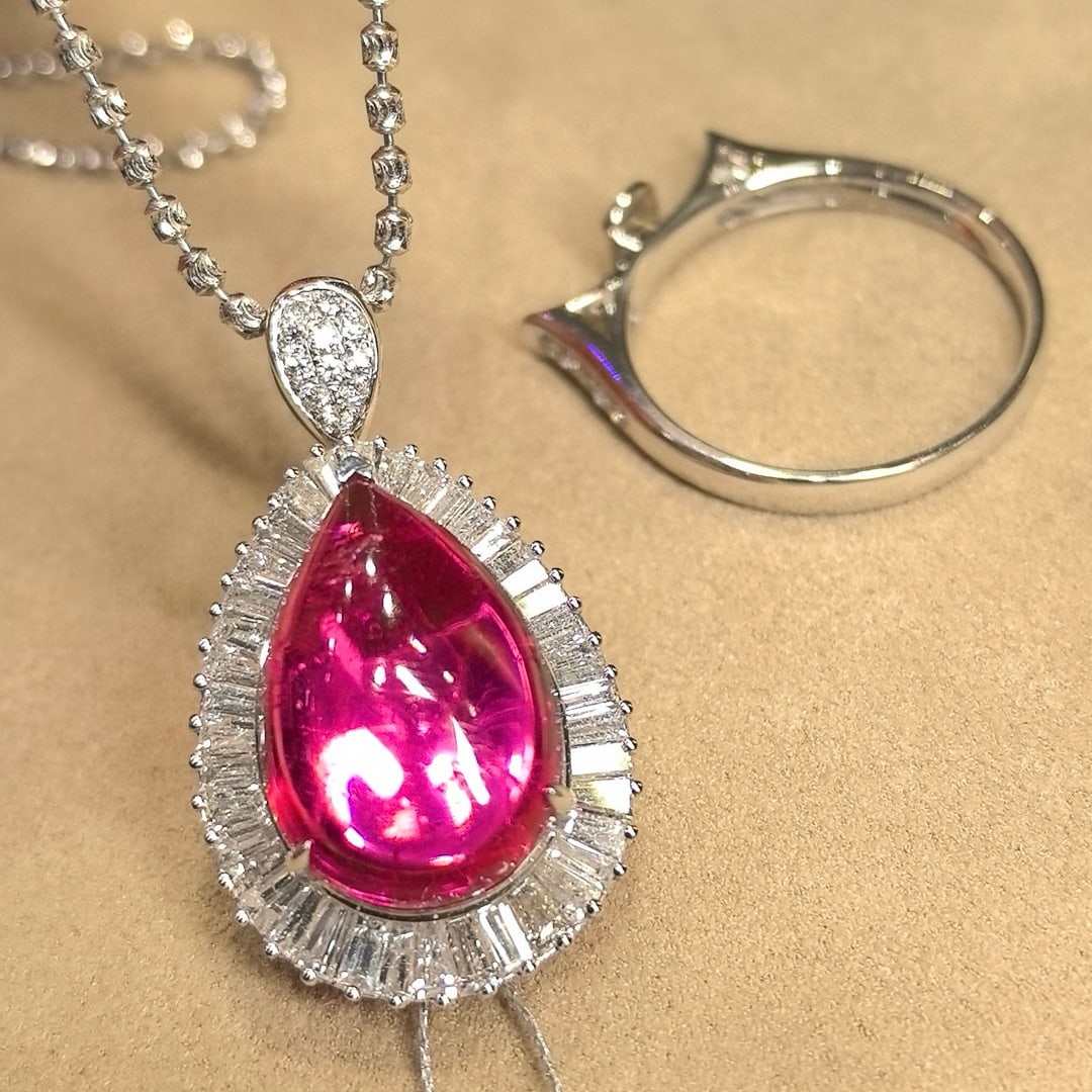 14k Gold 9.64 Ctw Natural Tourmaline & Diamond Ring/pendant( Without Chain ) - 6