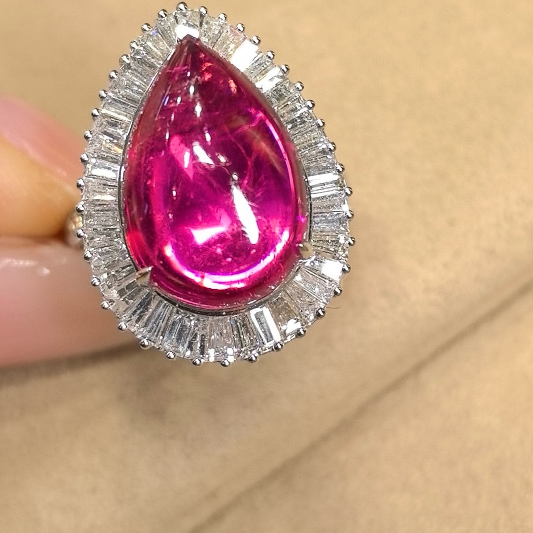 14k Gold 9.64 Ctw Natural Tourmaline & Diamond Ring/pendant( Without Chain ) - 7