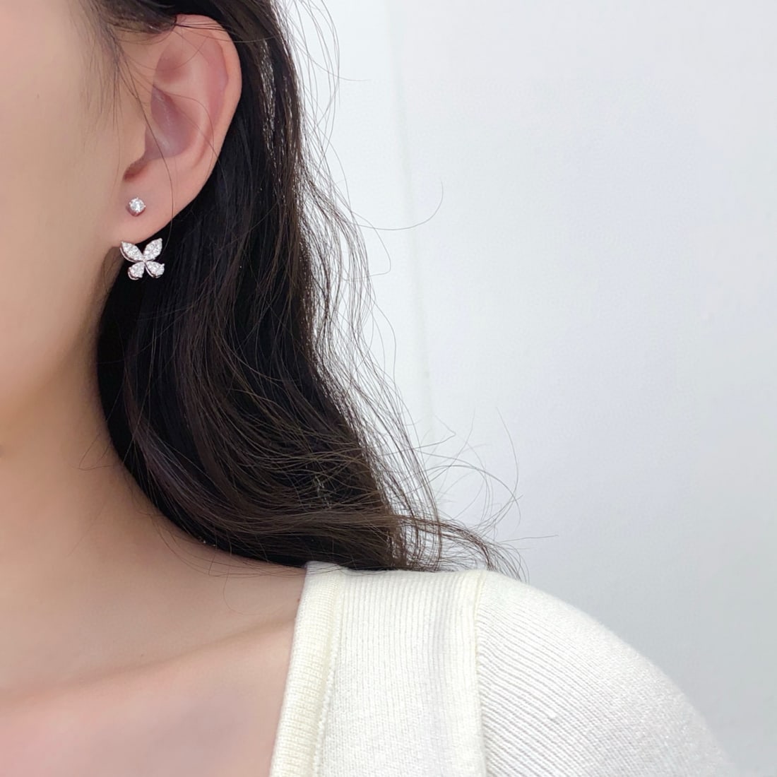 14k Gold 0.80 Ctw Natural H Diamond Earrings - 5