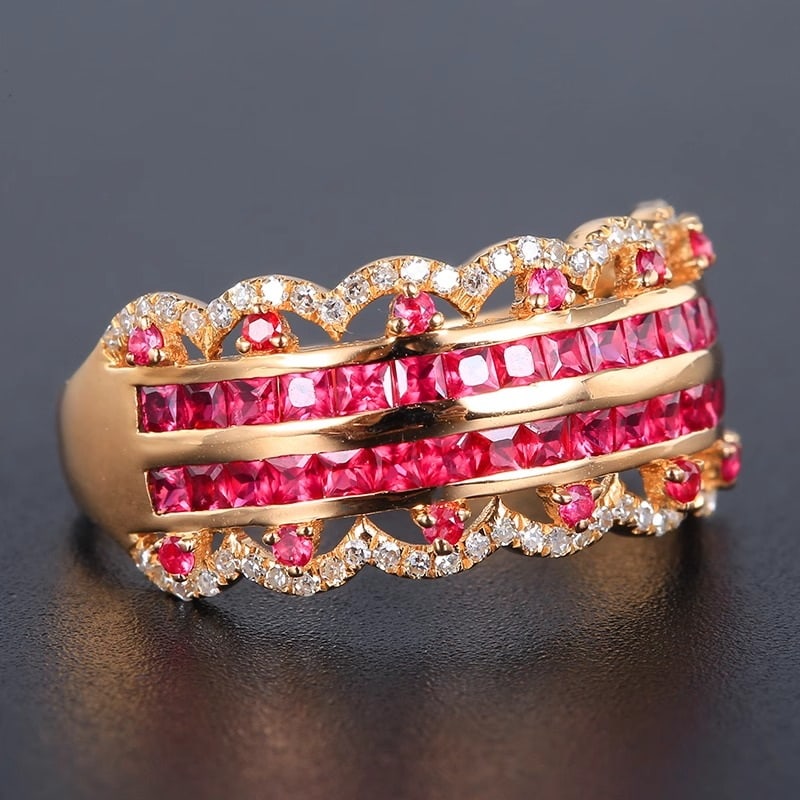 14k Gold 1.28 Ctw Natural Ruby & Diamond Ring - 3