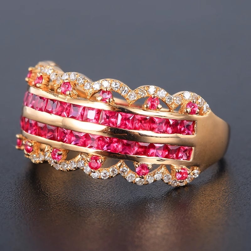 14k Gold 1.28 Ctw Natural Ruby & Diamond Ring - 6