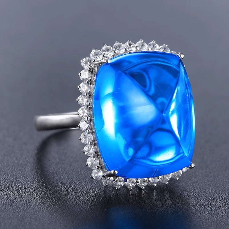 14k Gold 21.78 Ct Natural Topaz & Sapphire Ring - 4