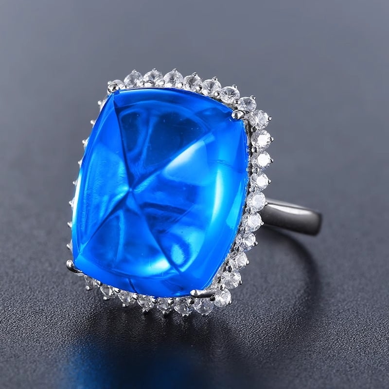 14k Gold 21.78 Ct Natural Topaz & Sapphire Ring - 5