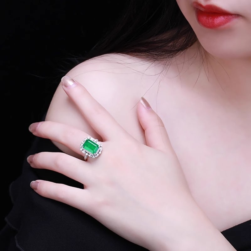 14k Gold 4.6 Ct Vivid Green Natural Emerald & Diamond Ring/pendant( Without Chain ) - 4