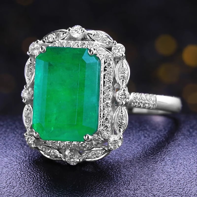 14k Gold 4.6 Ct Vivid Green Natural Emerald & Diamond Ring/pendant( Without Chain ) - 5