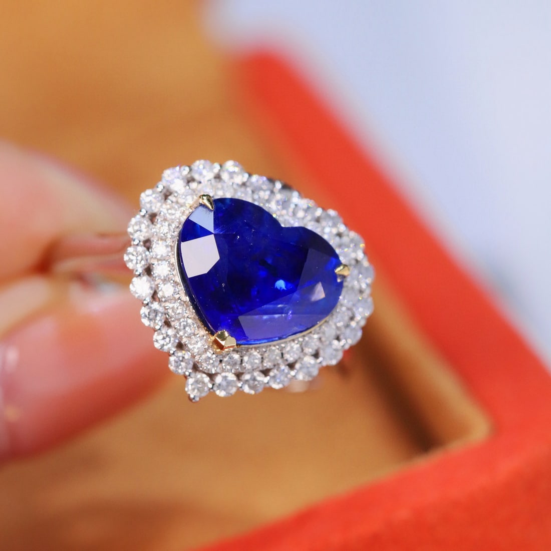 14k Gold 3.94 Ctw Natural Sapphire & Diamond Ring/pendant( Without Chain ) - 2
