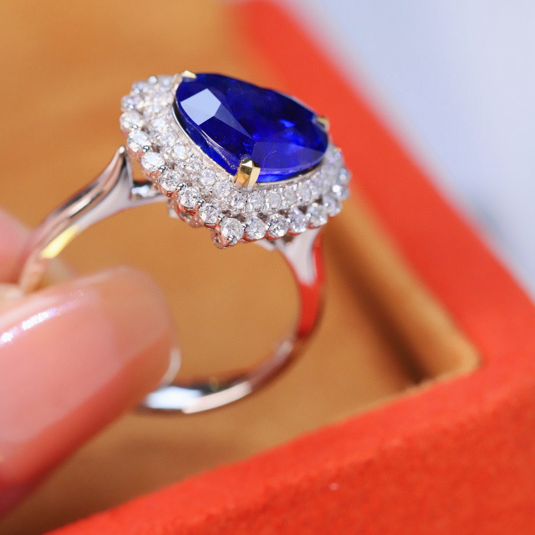 14k Gold 3.94 Ctw Natural Sapphire & Diamond Ring/pendant( Without Chain ) - 3