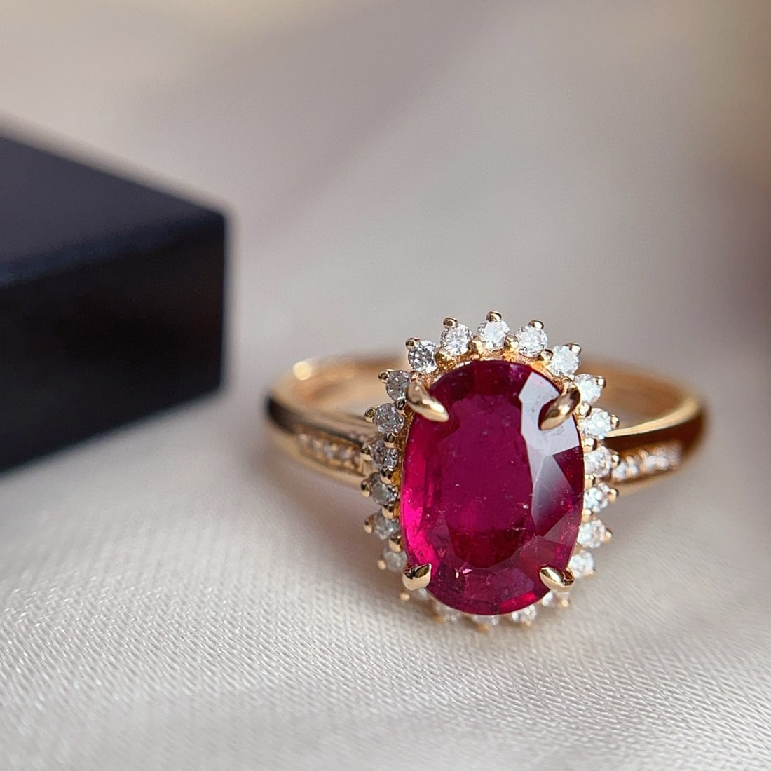 14k Gold 2.10 Ct Natural Tourmaline & Diamond Ring - 2