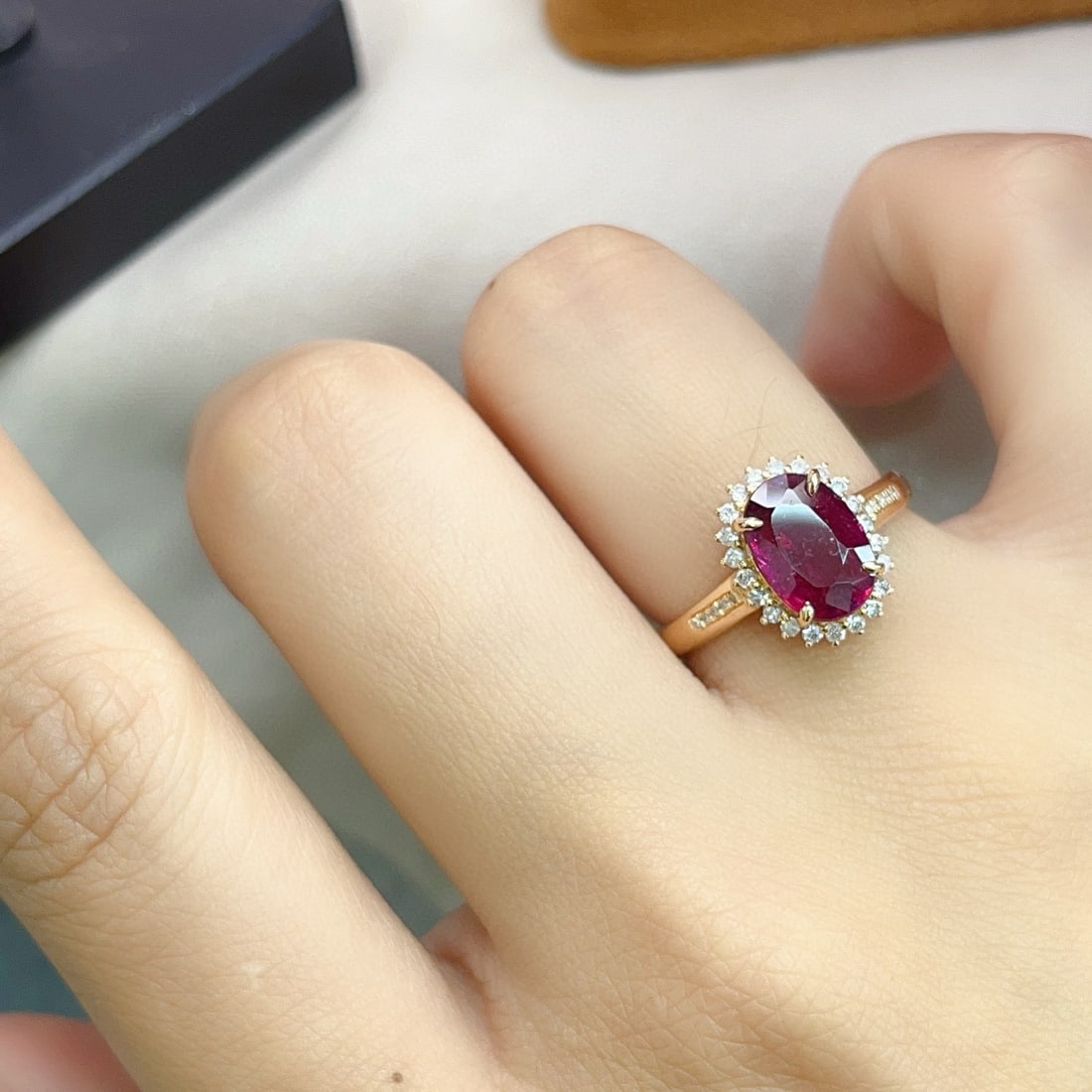 14k Gold 2.10 Ct Natural Tourmaline & Diamond Ring - 4