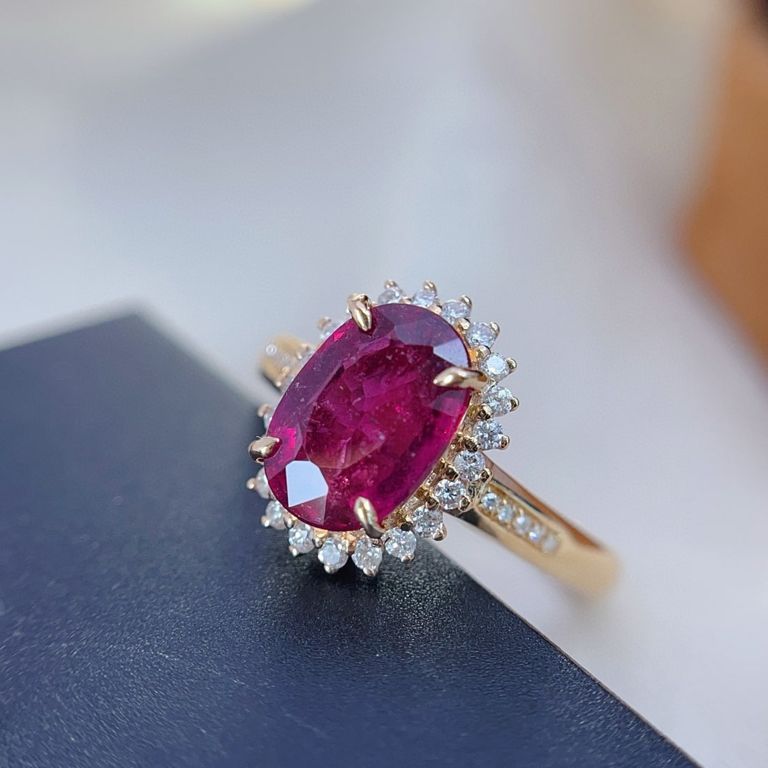 14k Gold 2.10 Ct Natural Tourmaline & Diamond Ring - 6