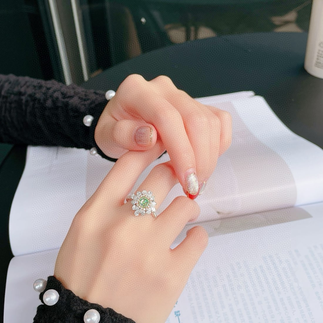 14k Gold 2.53 Ctw Natural Green Diamond & Diamond Ring - 3