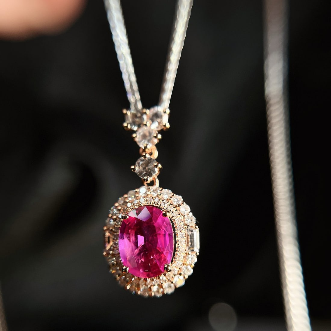 14k Gold 1.10 Ct Natural Ruby & Diamond & Sapphire Pendant( Without Chain ) - 6