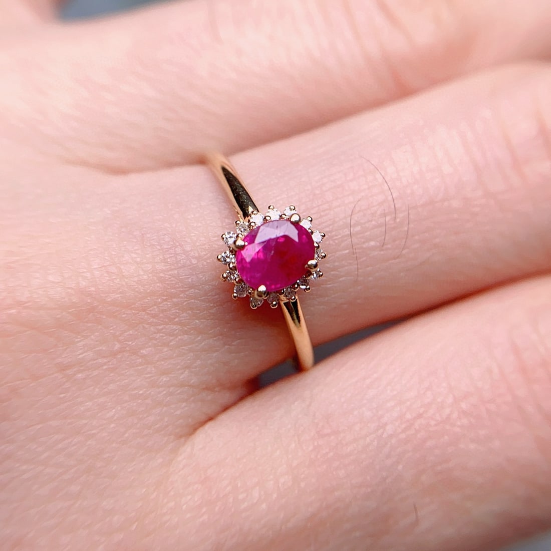 14k Gold 0.73 Ct Natural Ruby & Diamond Ring - 3