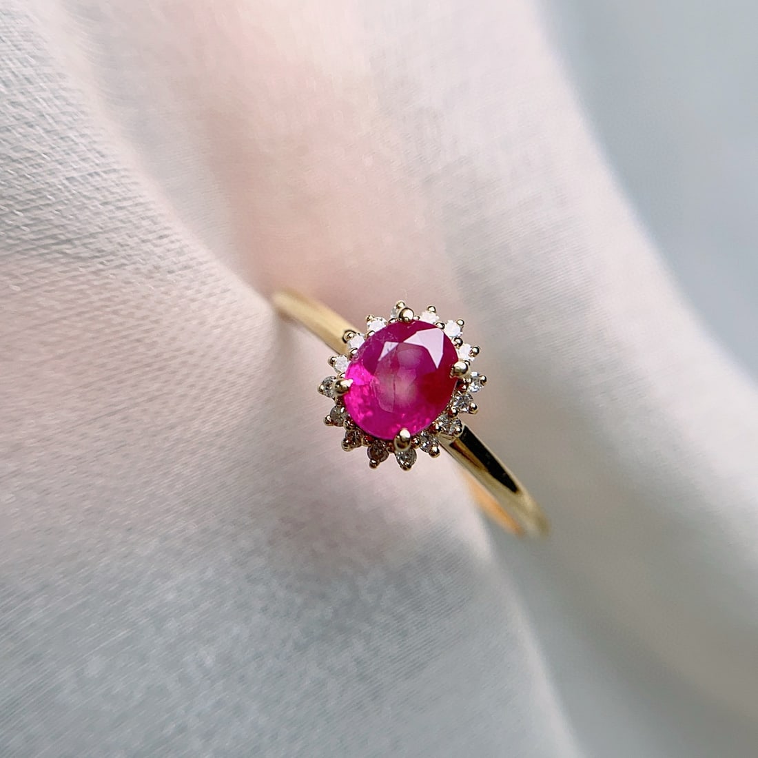 14k Gold 0.73 Ct Natural Ruby & Diamond Ring - 6