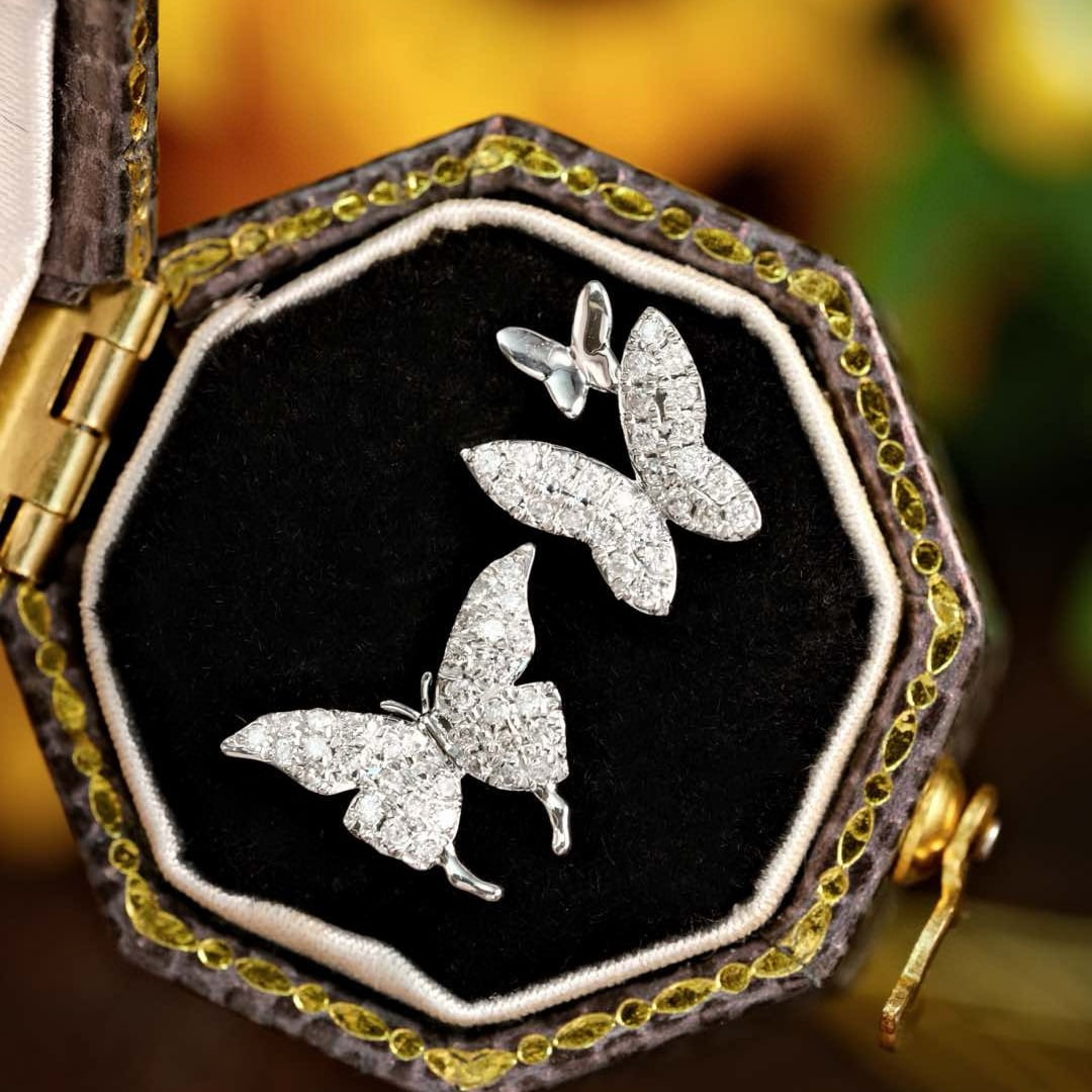 14k Gold 0.3 Ct Natural H Diamond & Butterfly Earrings: Ref:230981079 / / gold content:14k gold / / main gemstone:diamond / / shape:round / / carat weight:0. 3ct / / clarity grade:vs-si / / color:h / / treatment:natural / / cut grade:g / / Condition: New