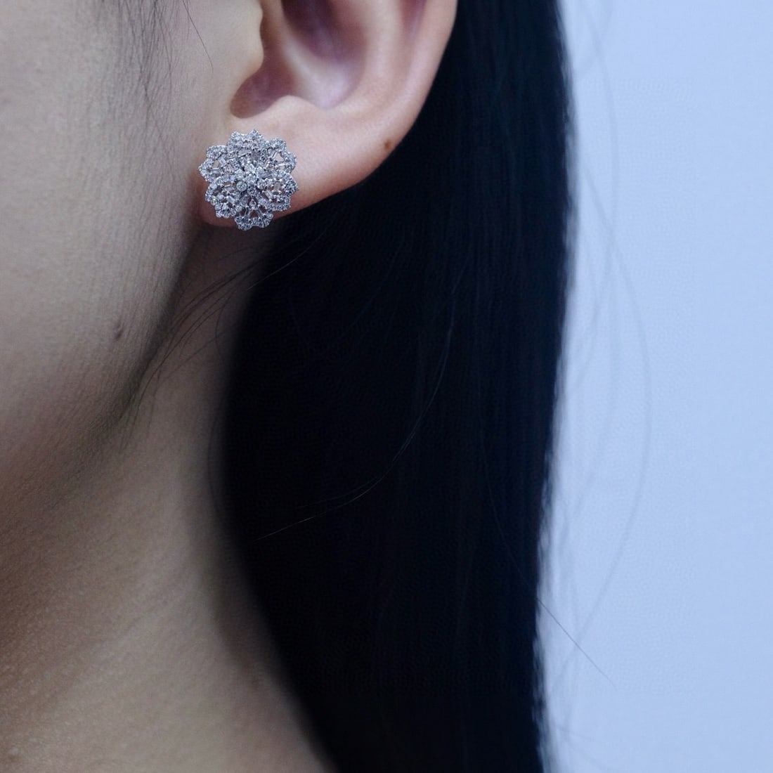 14k Gold 0.9 Ct Natural H Diamond Earrings - 5