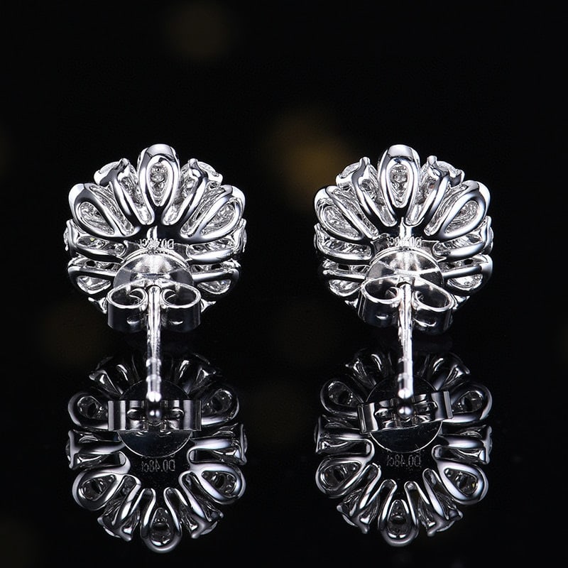 14k Gold 1.87 Ctw Natural Sapphire & Diamond Earrings - 4
