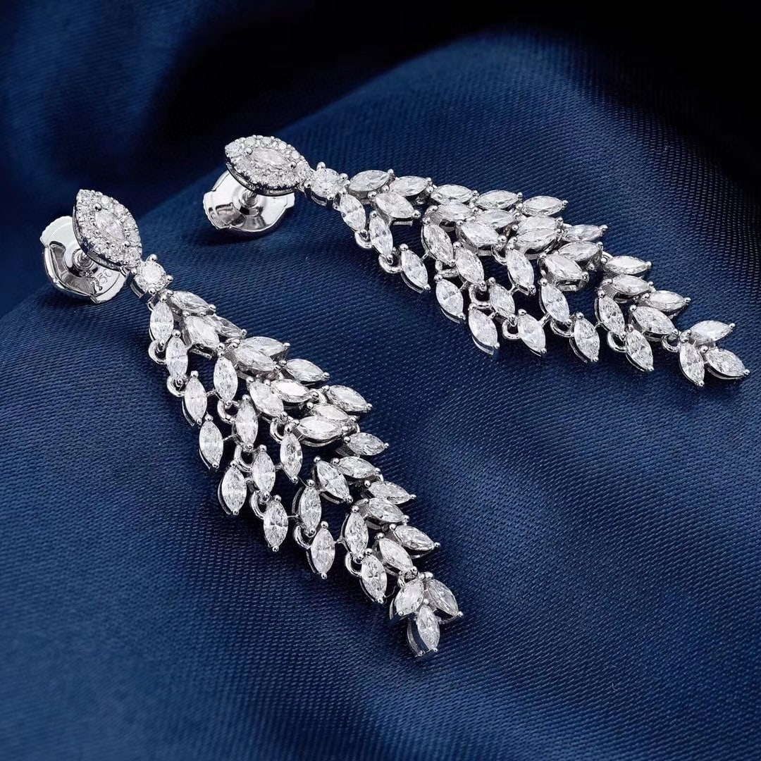 14k Gold 2.87 Ctw Natural H Diamond Earrings - 4