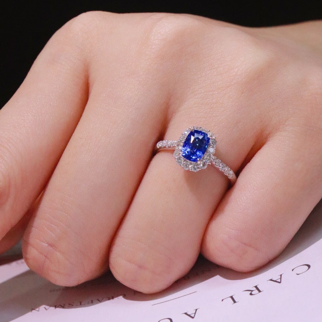 14k Gold 1.56 Ctw Natural Sapphire & Diamond Ring - 4