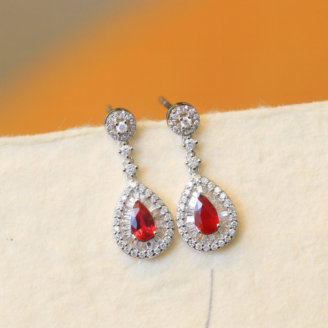 14k Gold 1.06 Ctw Natural Ruby & Diamond Earrings - 2