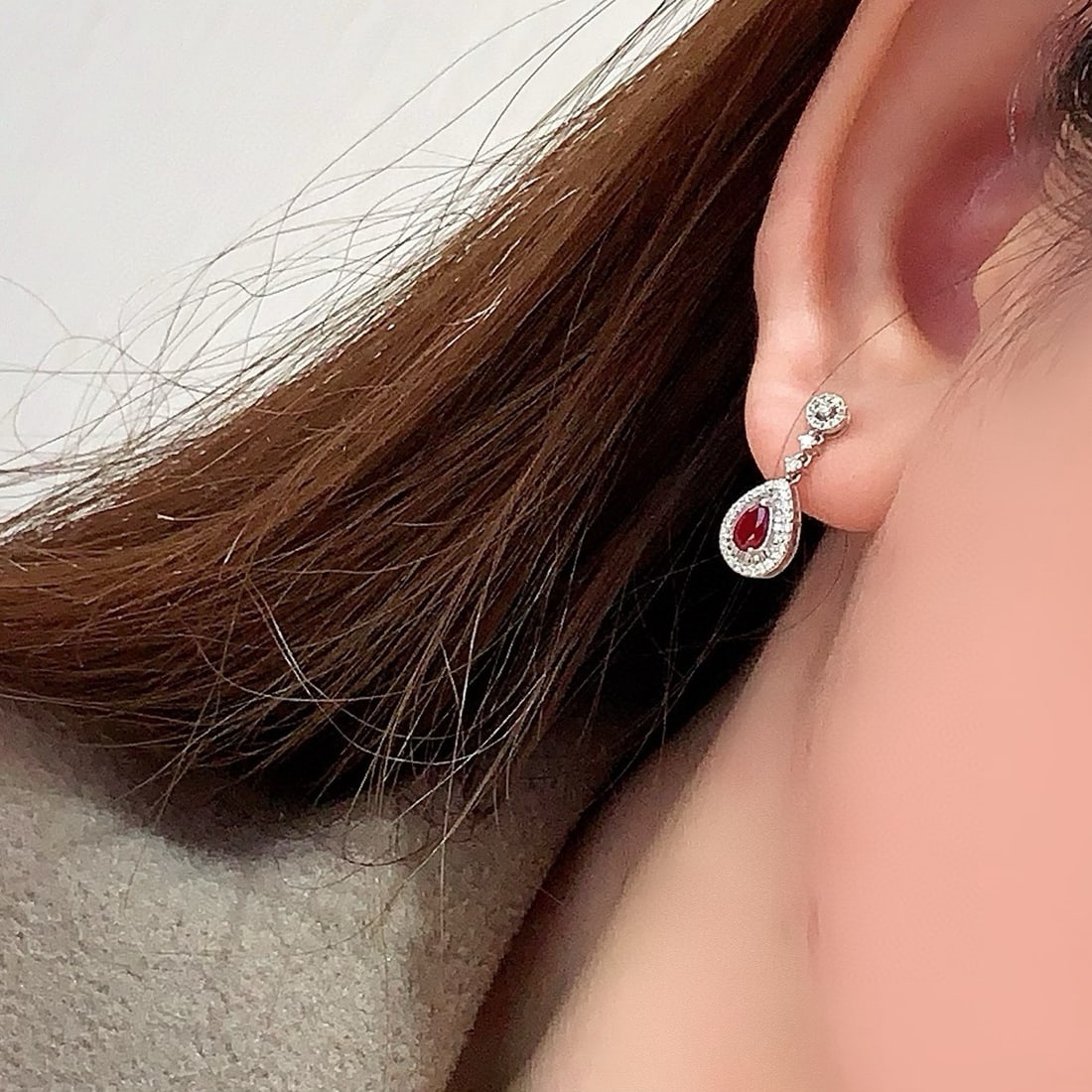 14k Gold 1.06 Ctw Natural Ruby & Diamond Earrings - 5