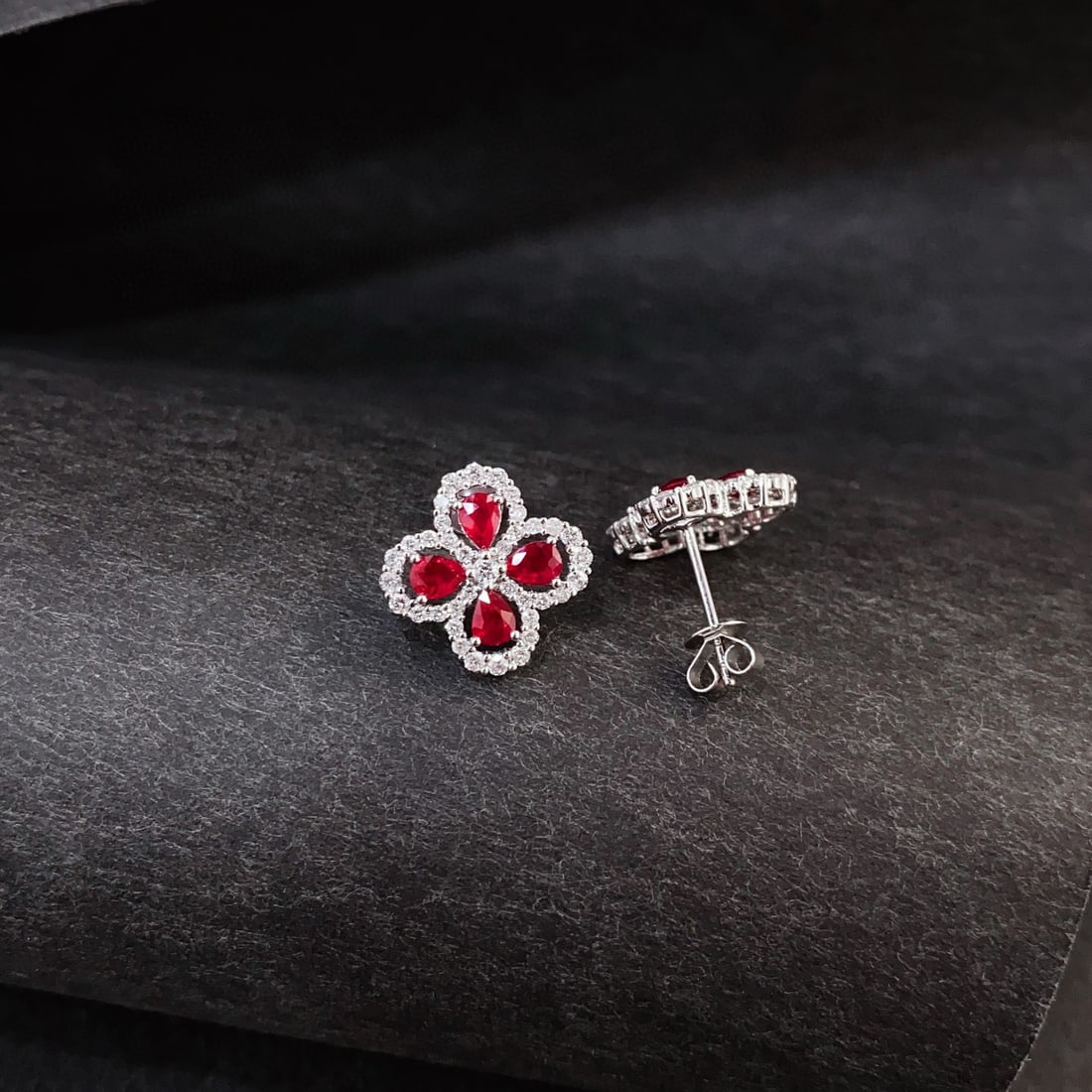 14k Gold 1.85 Ctw Natural Ruby & Diamond Earrings - 2