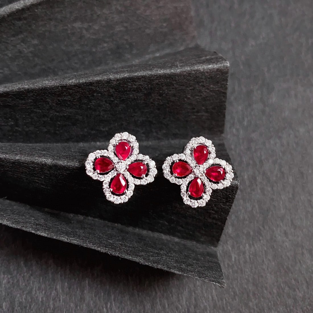 14k Gold 1.85 Ctw Natural Ruby & Diamond Earrings - 3