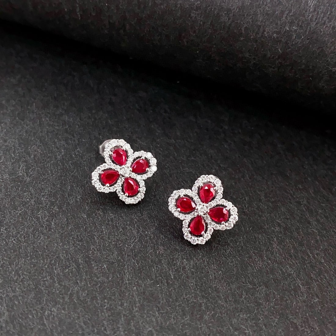 14k Gold 1.85 Ctw Natural Ruby & Diamond Earrings - 5