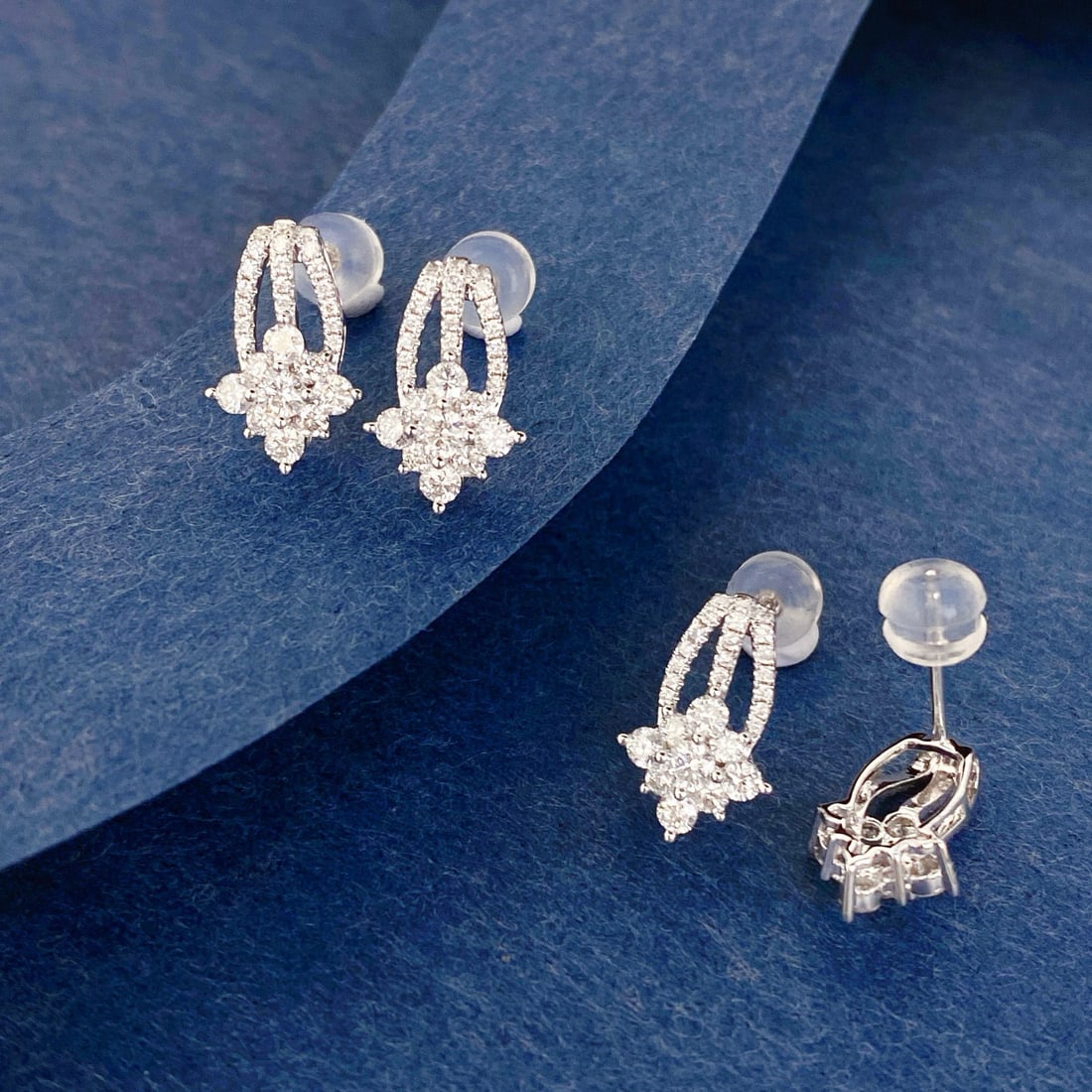 14k Gold 0.8 Ct Natural H Diamond Earrings - 3