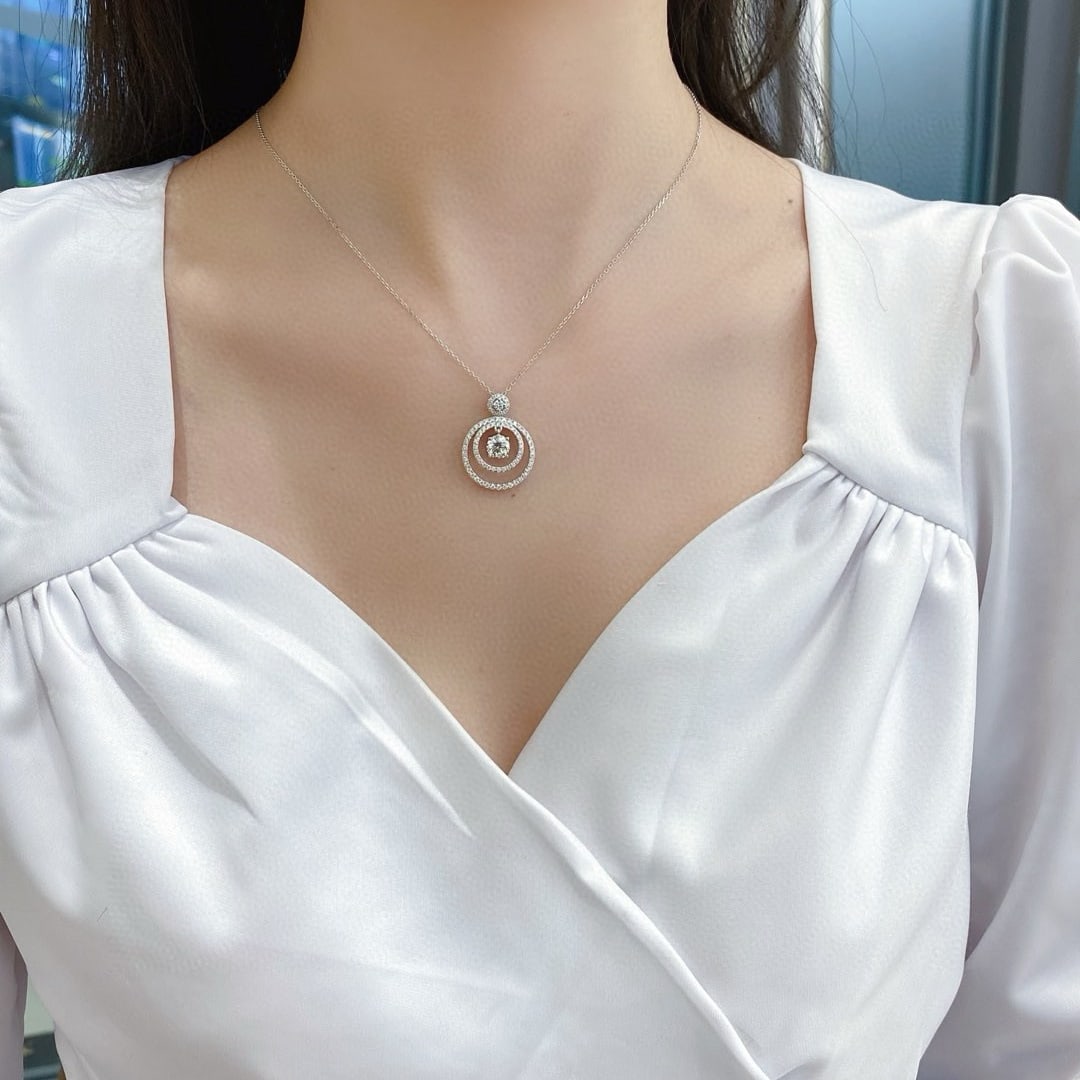 Gia Certified 14k Gold 1.25 Ctw Natural D Vs2 Round Diamond Necklace - 2