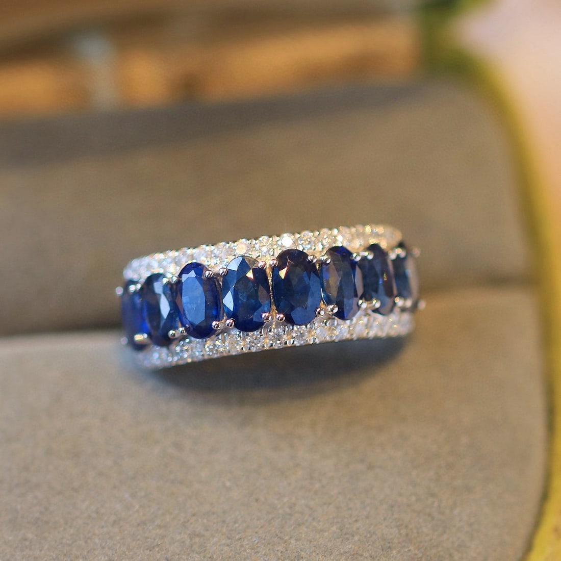 14k Gold 2.92 Ctw Natural Sapphire & Diamond Ring - 4