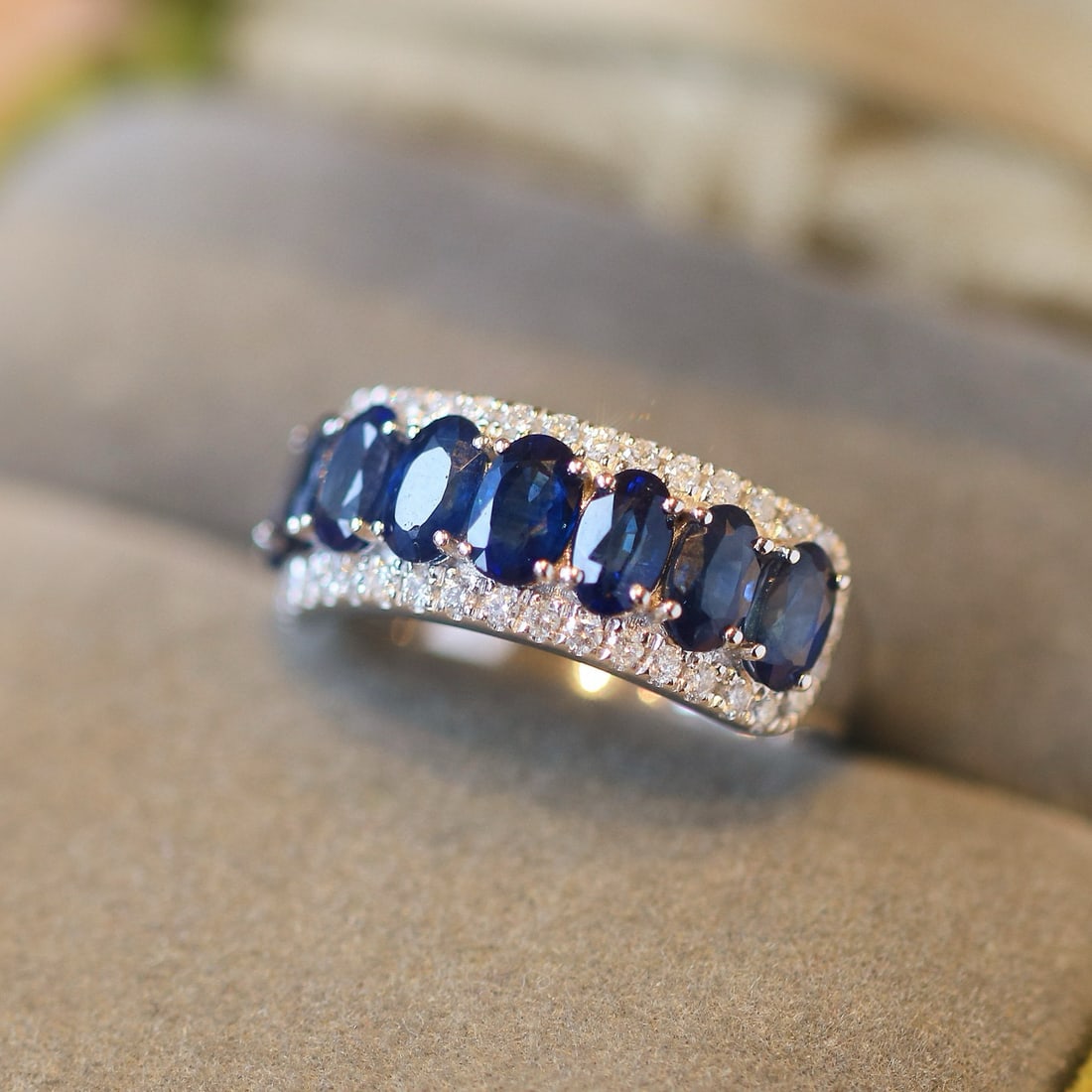 14k Gold 2.92 Ctw Natural Sapphire & Diamond Ring - 5