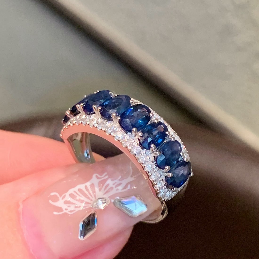 14k Gold 2.92 Ctw Natural Sapphire & Diamond Ring - 6