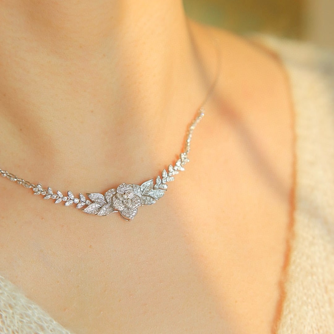 14k Gold 1.5 Ct Natural H Diamond Necklace - 9