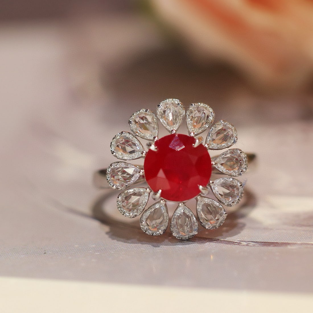 14k Gold 4.18 Ctw Natural Ruby & Sapphire Ring: Ref:230981126 / / gold content:14k gold / / ring size:7. 25us / / / / main gemstone:ruby / / shape:round / / carat weight:2. 47ct / / color:pigeonblood red / / treatment:natural / / cut grade:g / / / 
