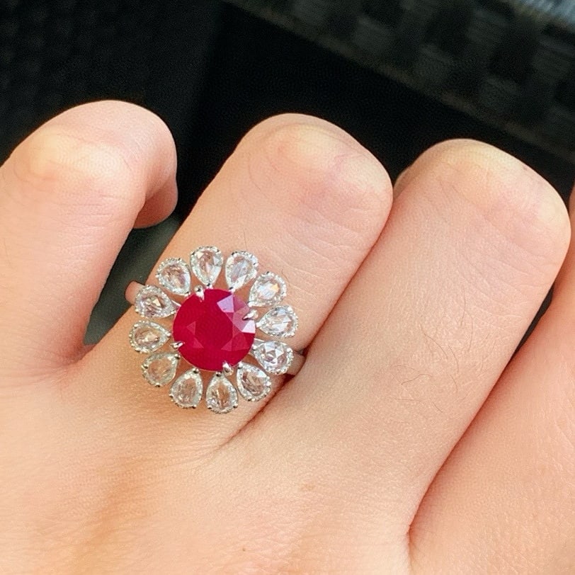 14k Gold 4.18 Ctw Natural Ruby & Sapphire Ring - 4