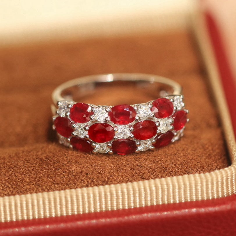 14k Gold 2.39 Ctw Natural Ruby & Diamond Ring - 7