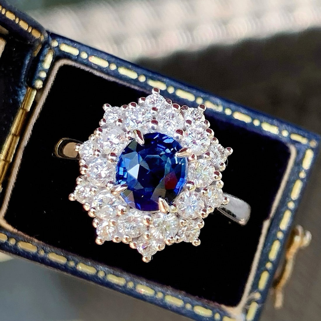 14k Gold 2.02 Ctw Natural Sapphire & Diamond Ring - 2
