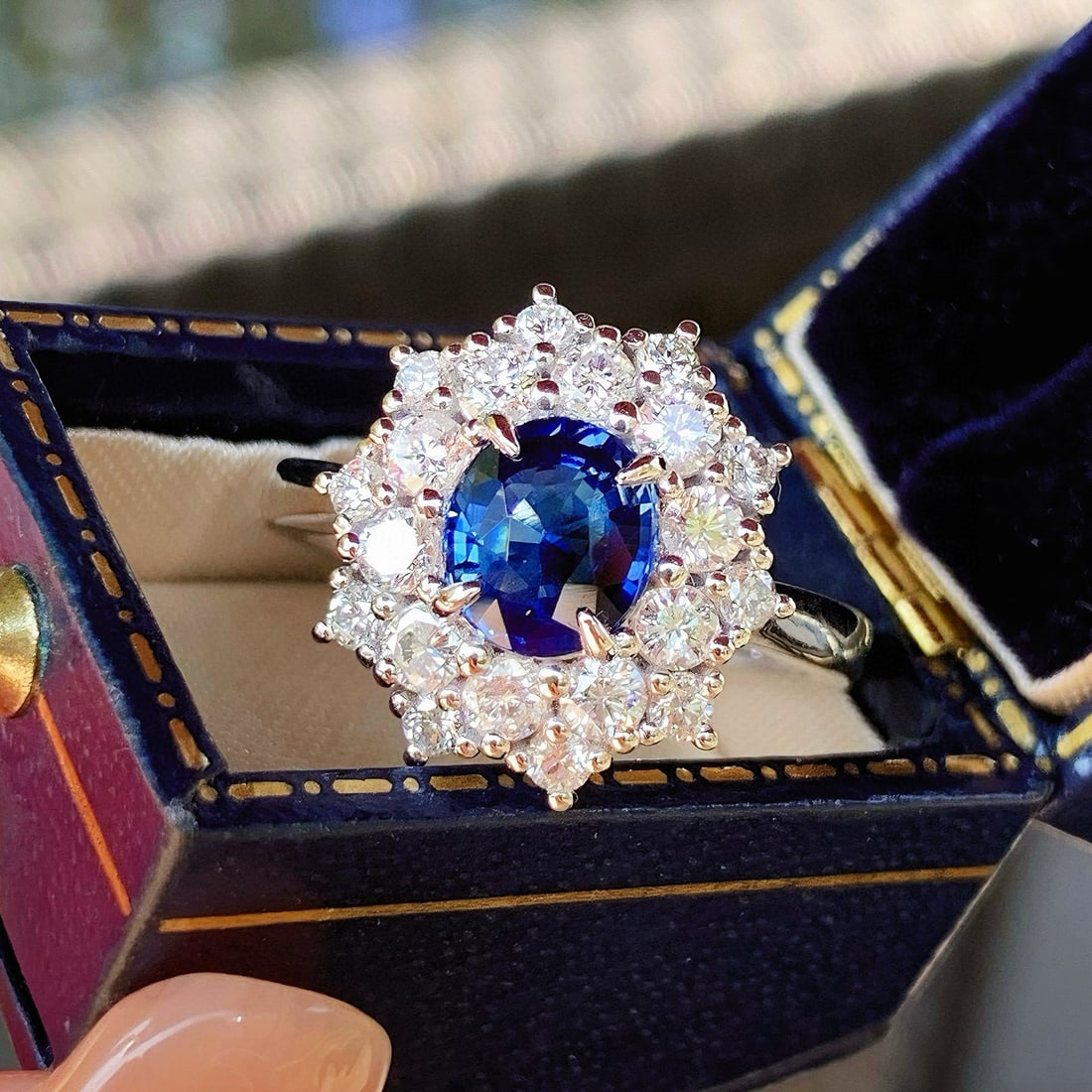 14k Gold 2.02 Ctw Natural Sapphire & Diamond Ring - 6