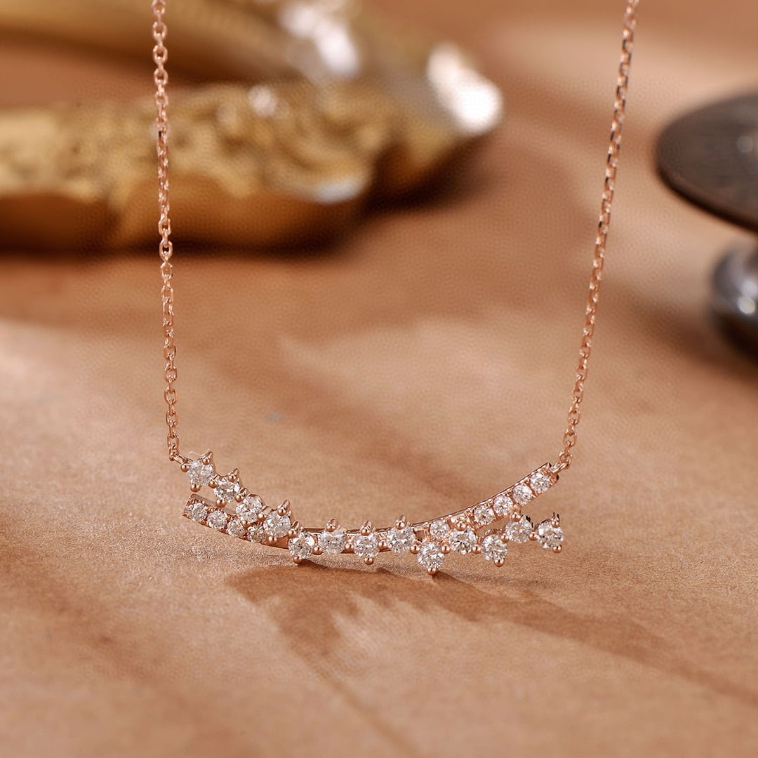 14k Gold 0.5 Ct Natural H Diamond Necklace - 2