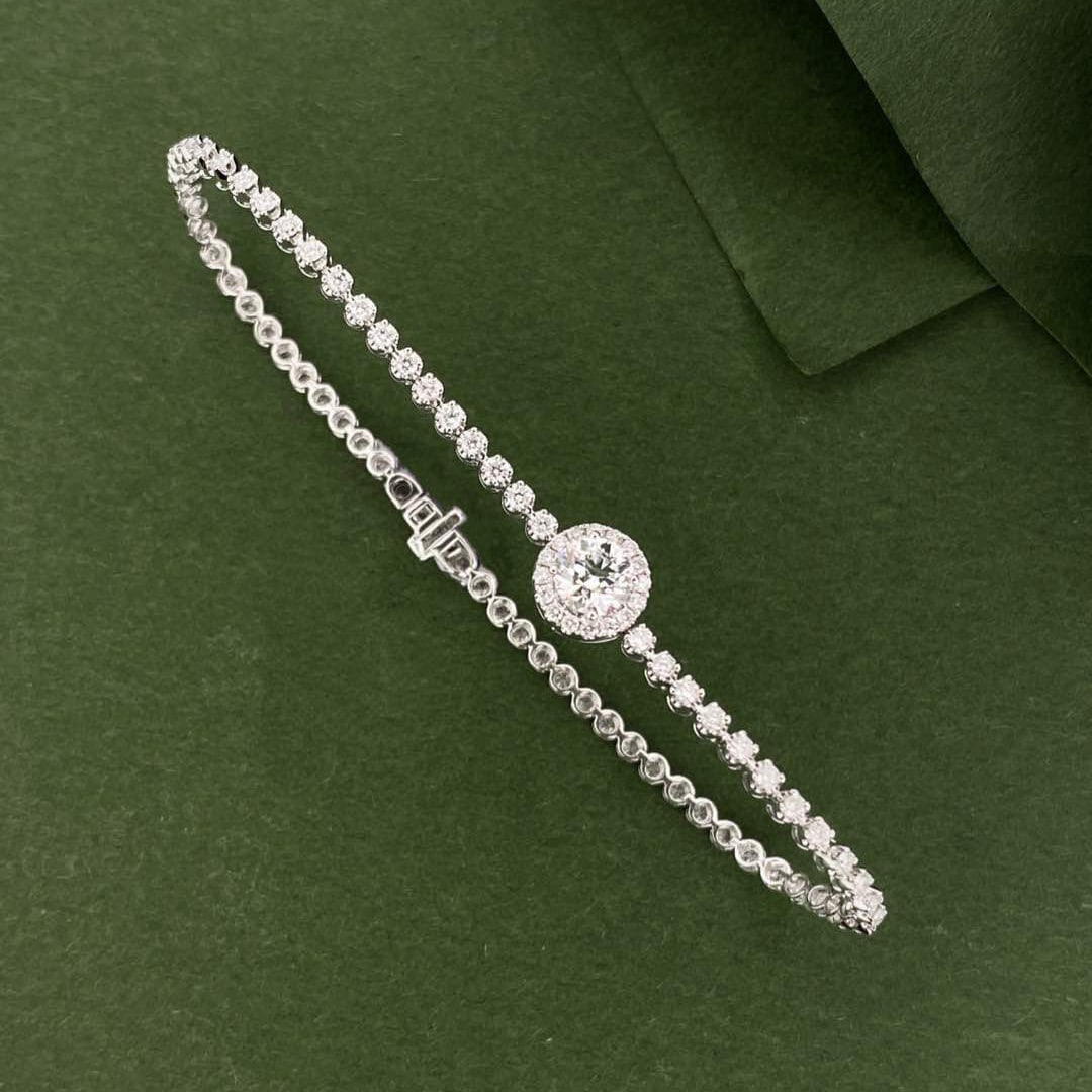 Gia Certified 14k Gold 1.7 Ctw Natural E Vs1 Round Diamond Bracelet: Ref:230981137 / / gold content:14k gold / / main gemstone:diamond / / certified:gia / / shape:round / / carat weight:0. 6ct / / clarity grade:vs1 / / color:e / / treatment:natural / / cut grade:vg /