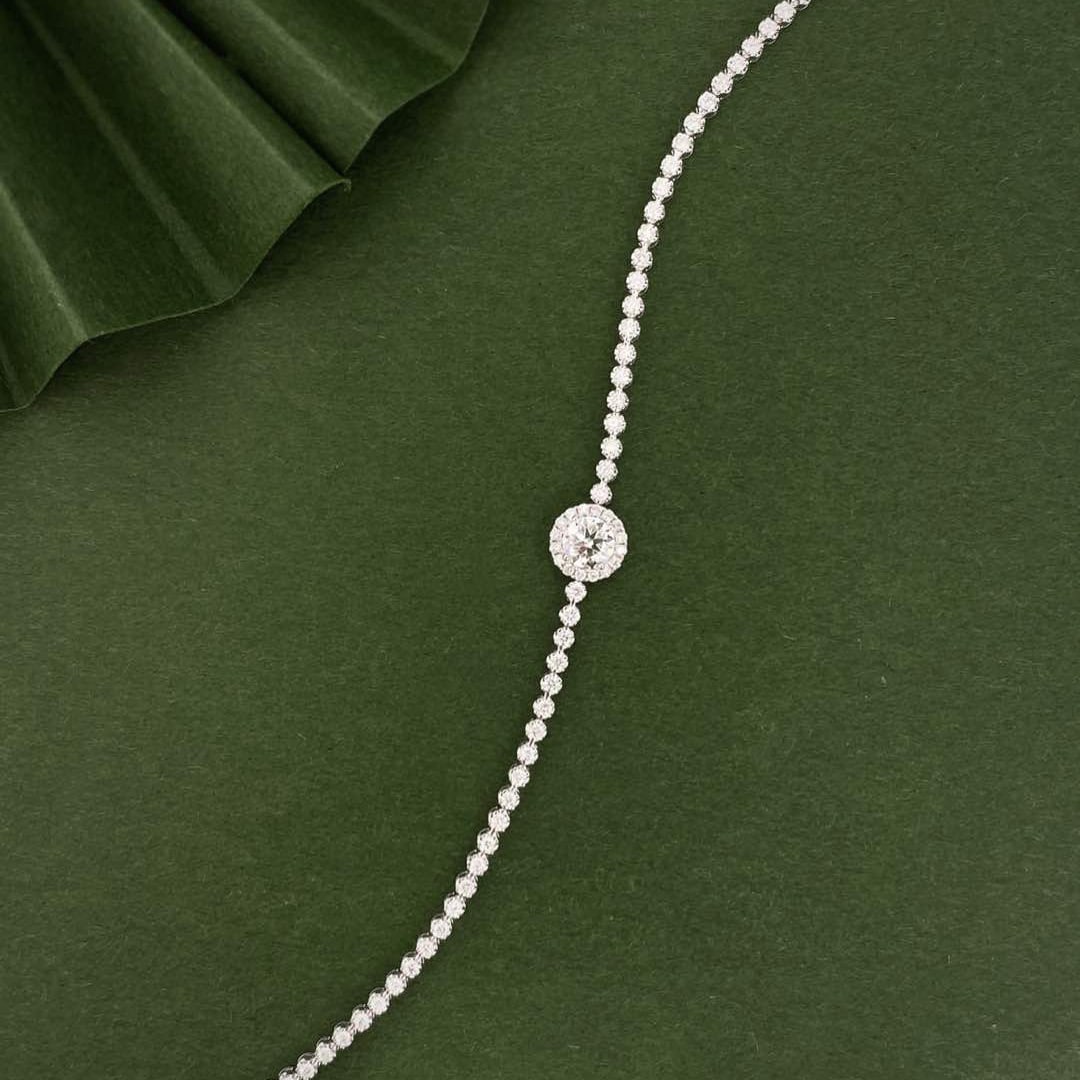 Gia Certified 14k Gold 1.7 Ctw Natural E Vs1 Round Diamond Bracelet - 4